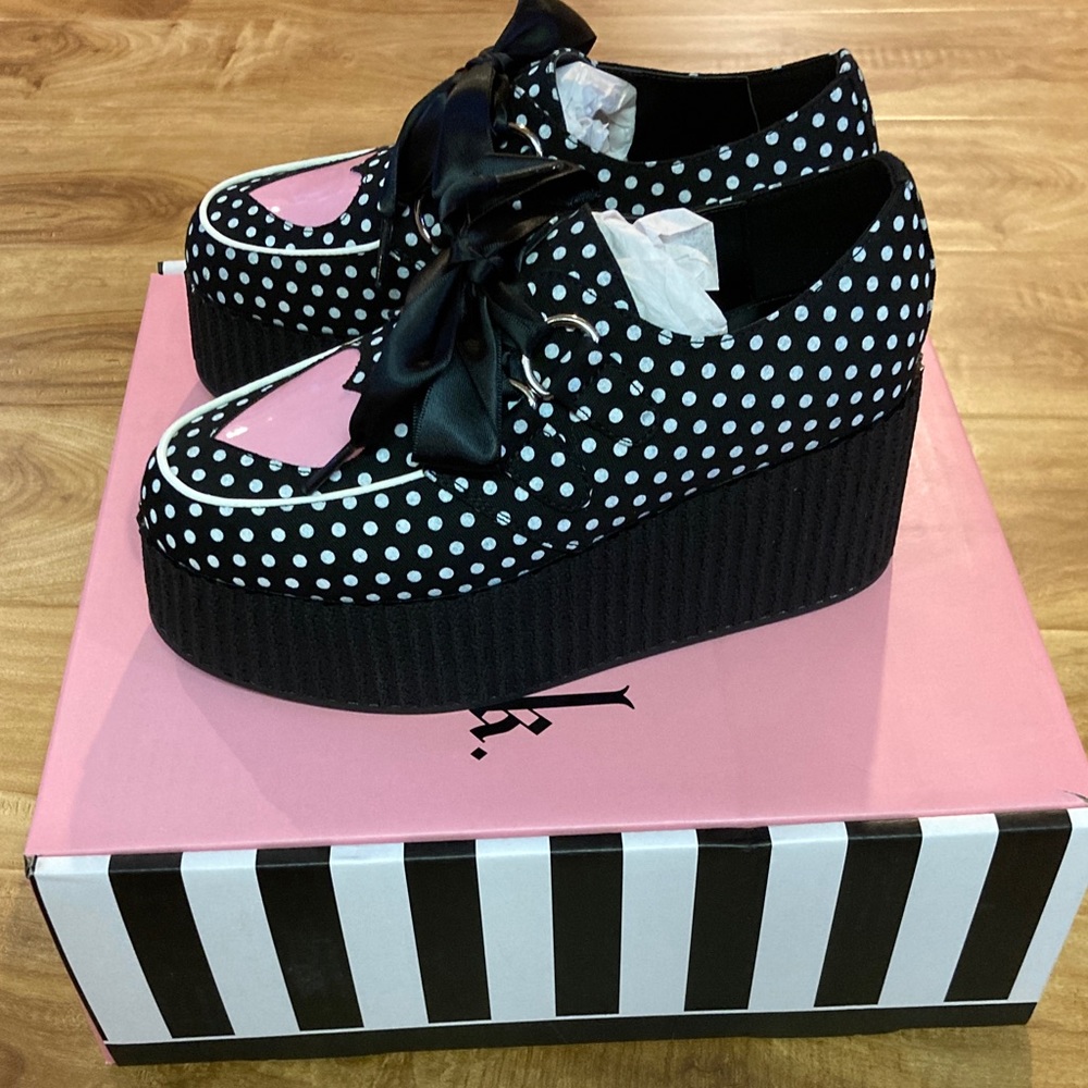 Dolls Kill Charla Tedrick Sweetheart Polkadot Platform Janes - Picture 9 of 9